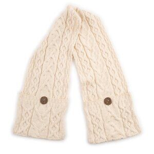 ARAN Woolen Mills Aran Pocket Scarf Natural Merino Wool cable knit scarf